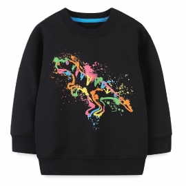 Gutter Dinosaur Print Pullover Rundhals Langermet Sweatshirt