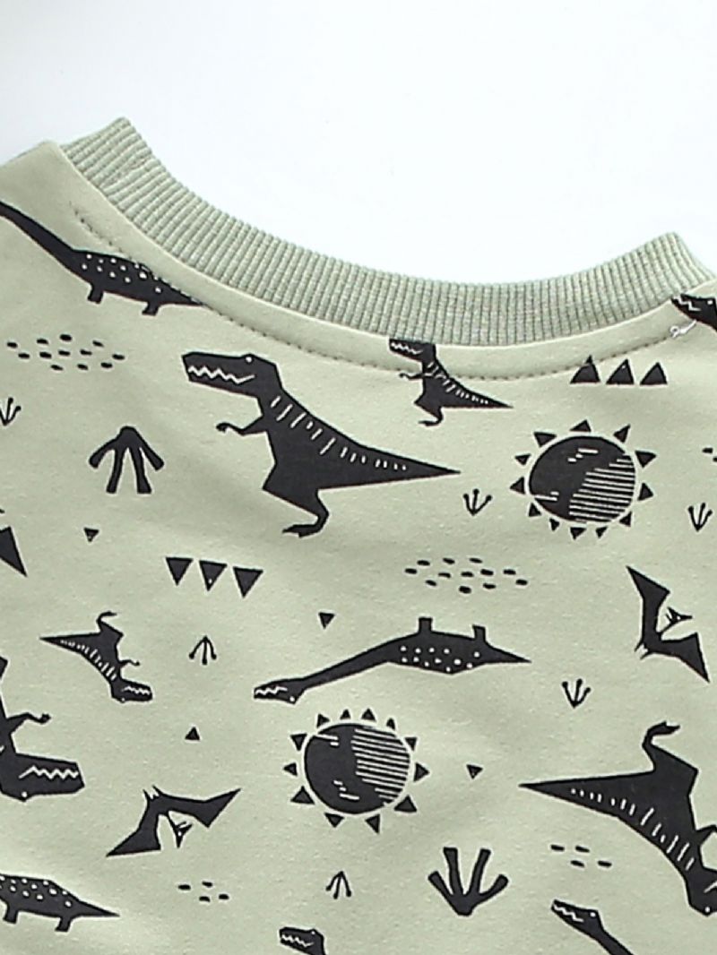 Gutter Full Print Dinosaur Sweatshirt Barne Rund Hals Høst Vinter