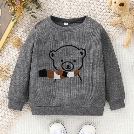 Gutter Langermet Pullover Bear Print Sweatshirt Barneklær