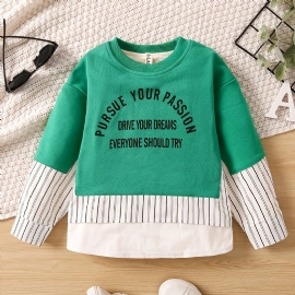 Gutter Letter Contrast Rundhalset Sweatshirt Høst Vinter