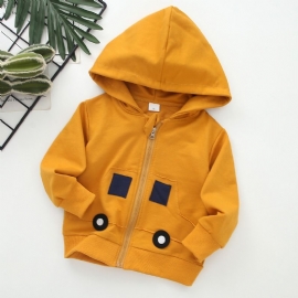 Gutter Patch Car Print Zip Jacket Winter Warm Hettegenser