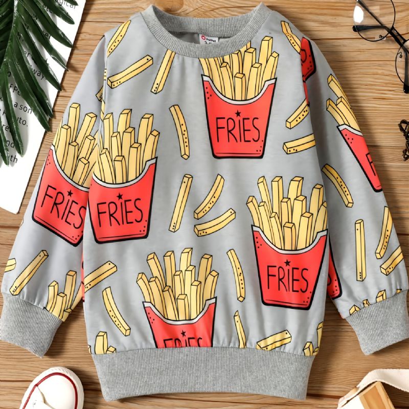 Gutter Pommes Frites Print Sweatshirt Pullover Barneklær