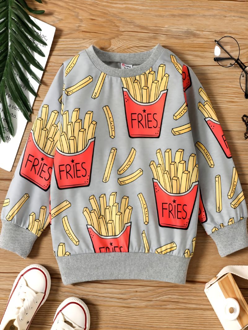 Gutter Pommes Frites Print Sweatshirt Pullover Barneklær