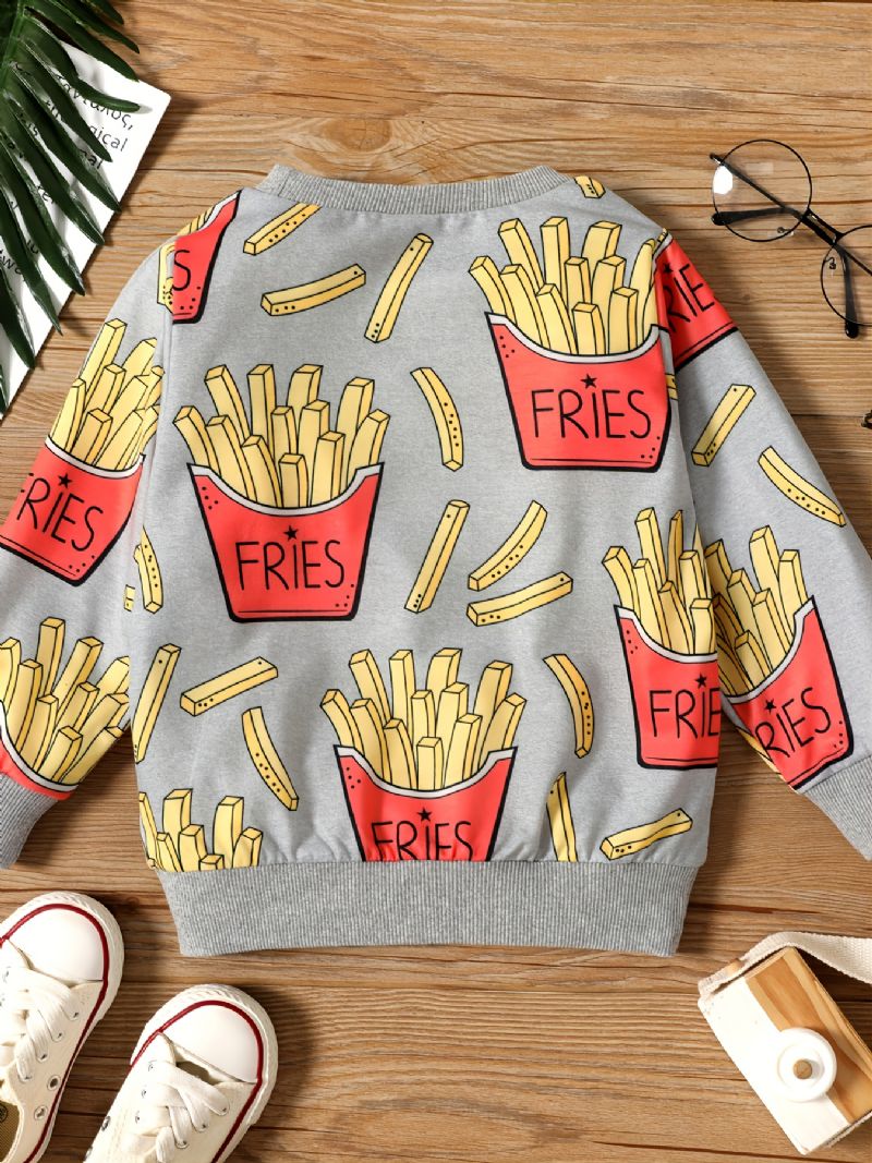 Gutter Pommes Frites Print Sweatshirt Pullover Barneklær