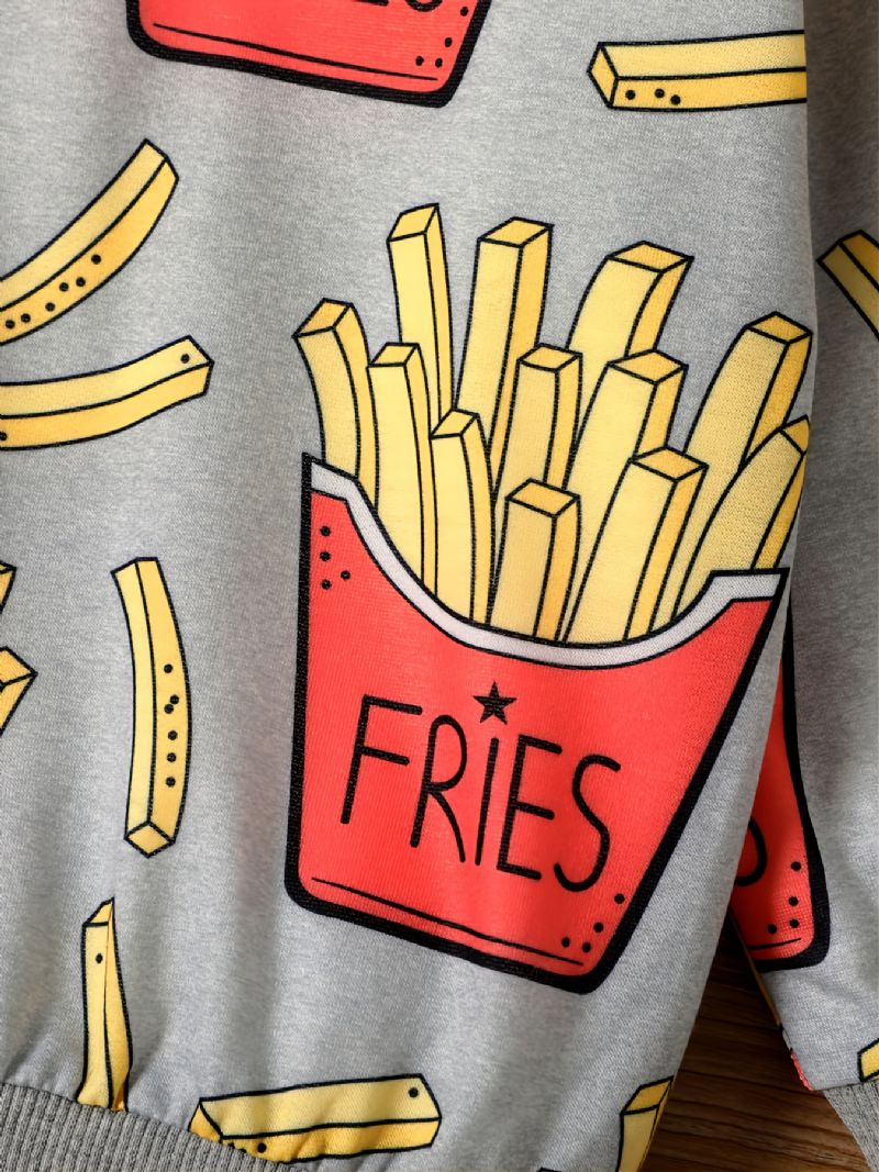 Gutter Pommes Frites Print Sweatshirt Pullover Barneklær