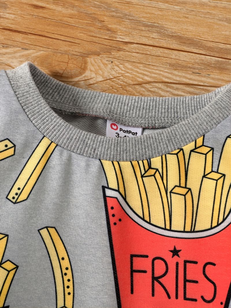 Gutter Pommes Frites Print Sweatshirt Pullover Barneklær