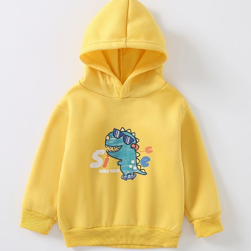 Gutter Tegneserie Dinosaur Print Hettegenser Sweatshirt Barneklær