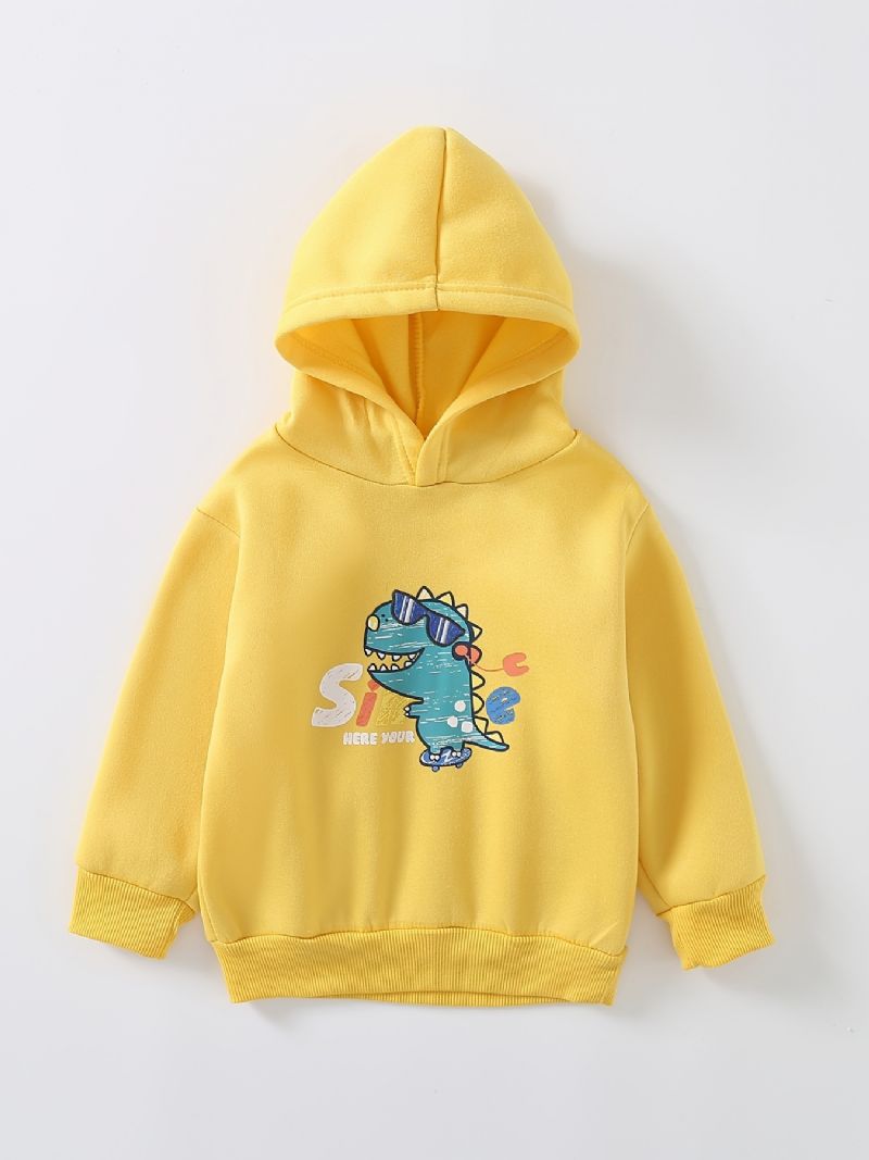 Gutter Tegneserie Dinosaur Print Hettegenser Sweatshirt Barneklær