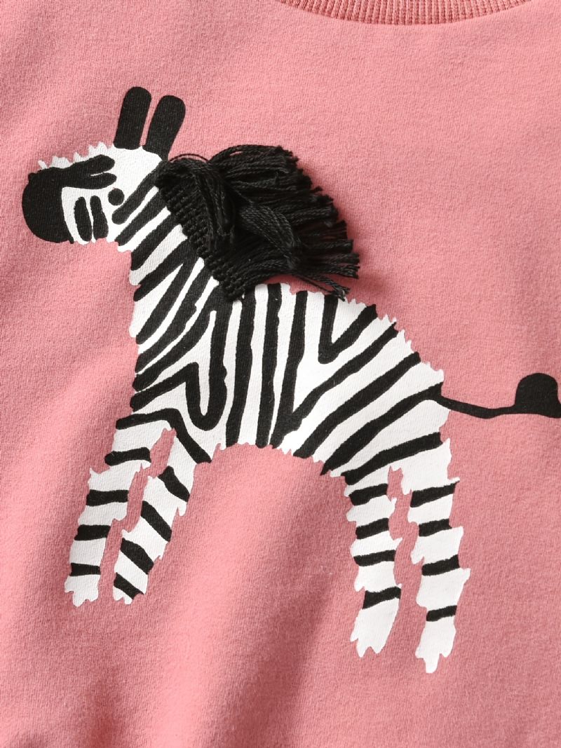 Høst Og Vinter Småbarn Jenter Zebra Print Casual Genser Med Rund Hals