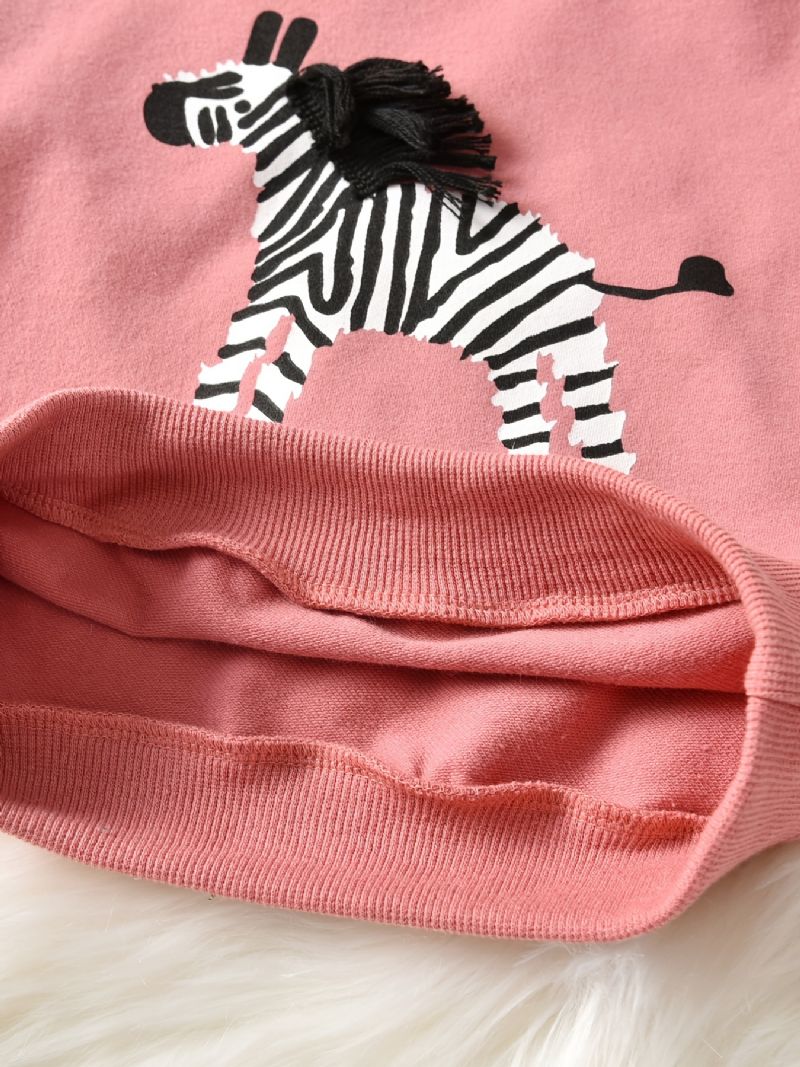 Høst Og Vinter Småbarn Jenter Zebra Print Casual Genser Med Rund Hals