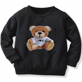 Høst Vinter Gutter 'casual Bear Print Crew Neck Sweatshirt