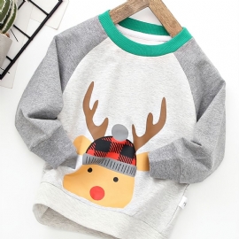 Høst Vinter Gutter Jul Elg Print Crew Neck Sweatshirt