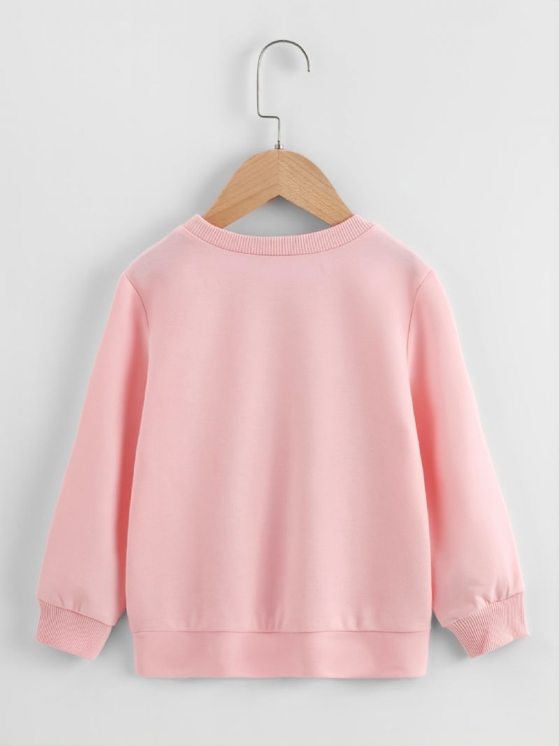 Høst Vinter Nytt Barn Jenter Gutter Ensfarget Pustende Mote Crew Neck Uformell Genser Rosa