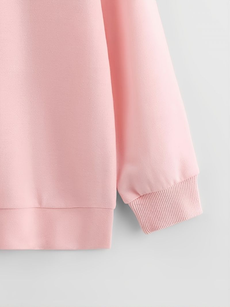 Høst Vinter Nytt Barn Jenter Gutter Ensfarget Pustende Mote Crew Neck Uformell Genser Rosa