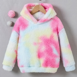 Jenter Casual Fleece Thermal Sweatshirt Langermet Tie Dye Overdeler Til Vinter