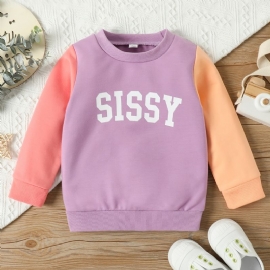 Jenter Casual Søt Color Block Pullover Sweatshirt Med Sissy Print