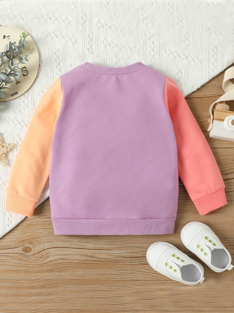 Jenter Casual Søt Color Block Pullover Sweatshirt Med Sissy Print