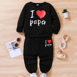 Jenter I Love Papa Pullover Sweatshirt & Matching Jogger Pants Barneklær