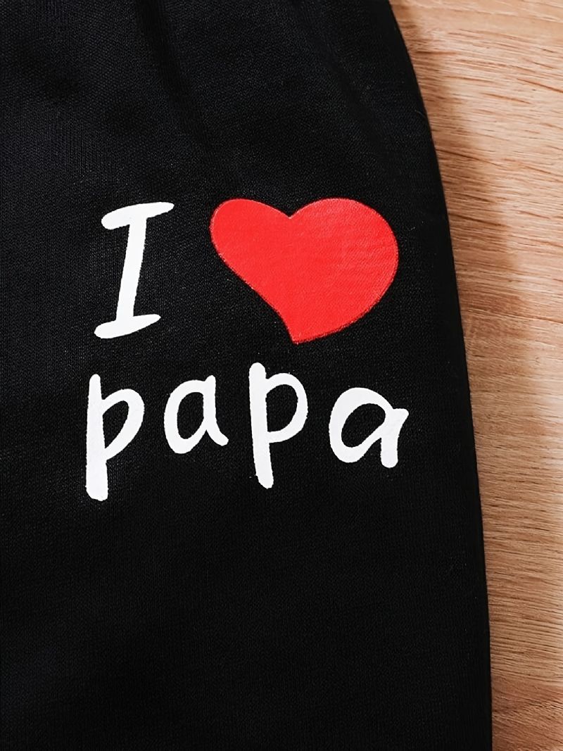 Jenter I Love Papa Pullover Sweatshirt & Matching Jogger Pants Barneklær