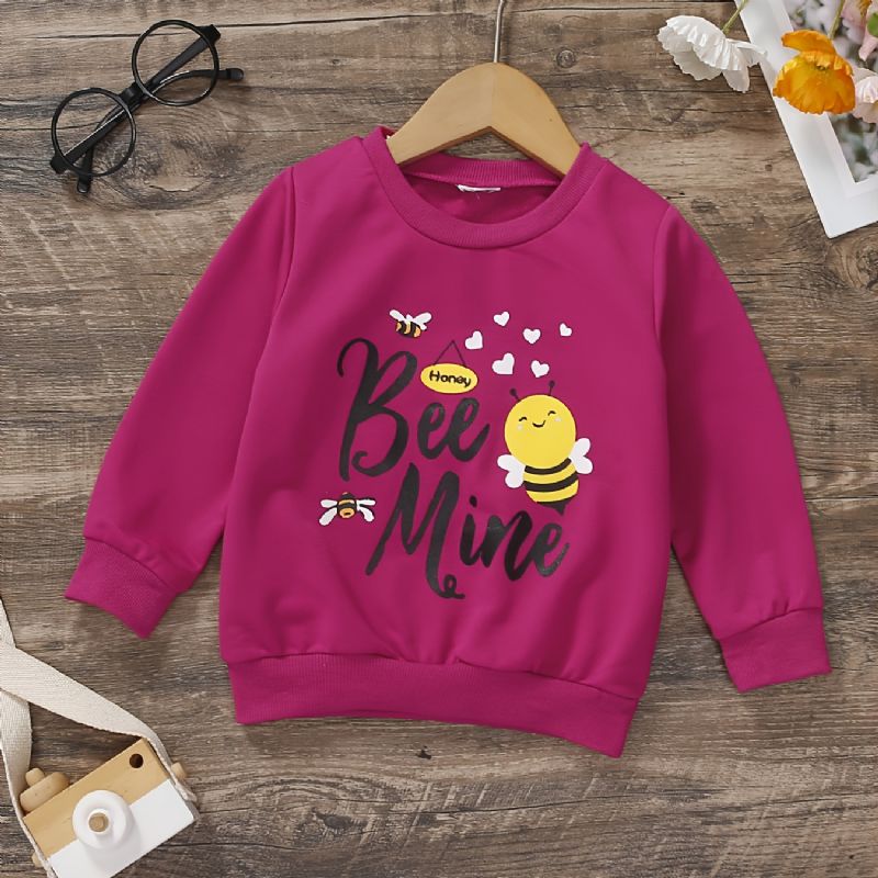 Jenter Mote Casual Liten Bee Print Rundhalset Sweatshirt Høst Vinter