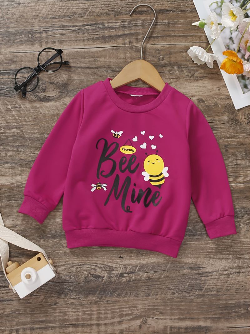 Jenter Mote Casual Liten Bee Print Rundhalset Sweatshirt Høst Vinter