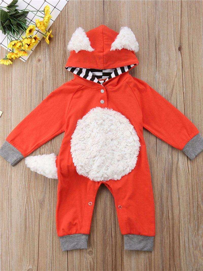 Jenter Og Gutter 3d Tegneserie Dyr Fox Søt Jumpsuit Hettegenser Romper Playsuit Onesies