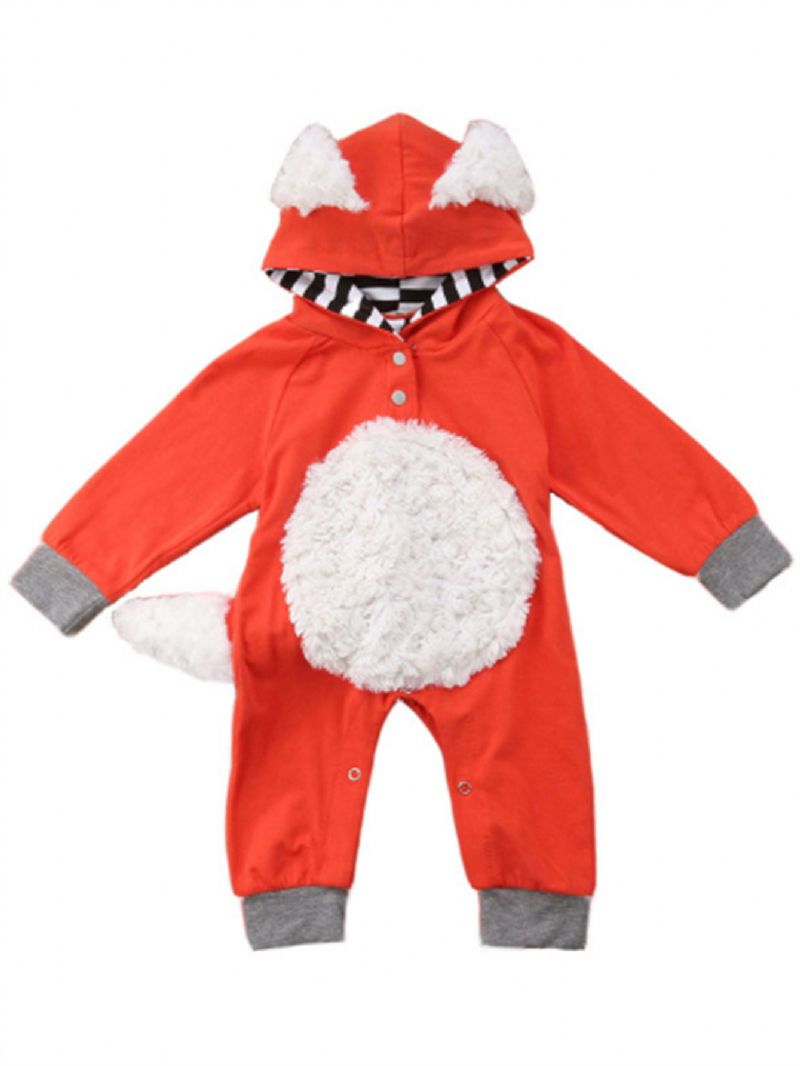 Jenter Og Gutter 3d Tegneserie Dyr Fox Søt Jumpsuit Hettegenser Romper Playsuit Onesies