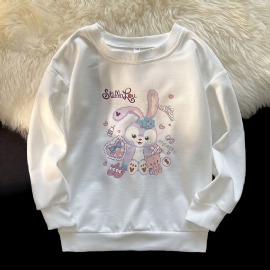 Jenter Pullover Cute Rabbit Print Langermet Sweatshirt Topper Barneklær
