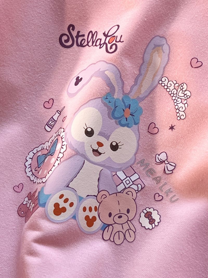 Jenter Pullover Cute Rabbit Print Langermet Sweatshirt Topper Barneklær