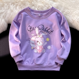 Jenter Pullover Cute Rabbit Print Langermet Sweatshirt Topper Barneklær