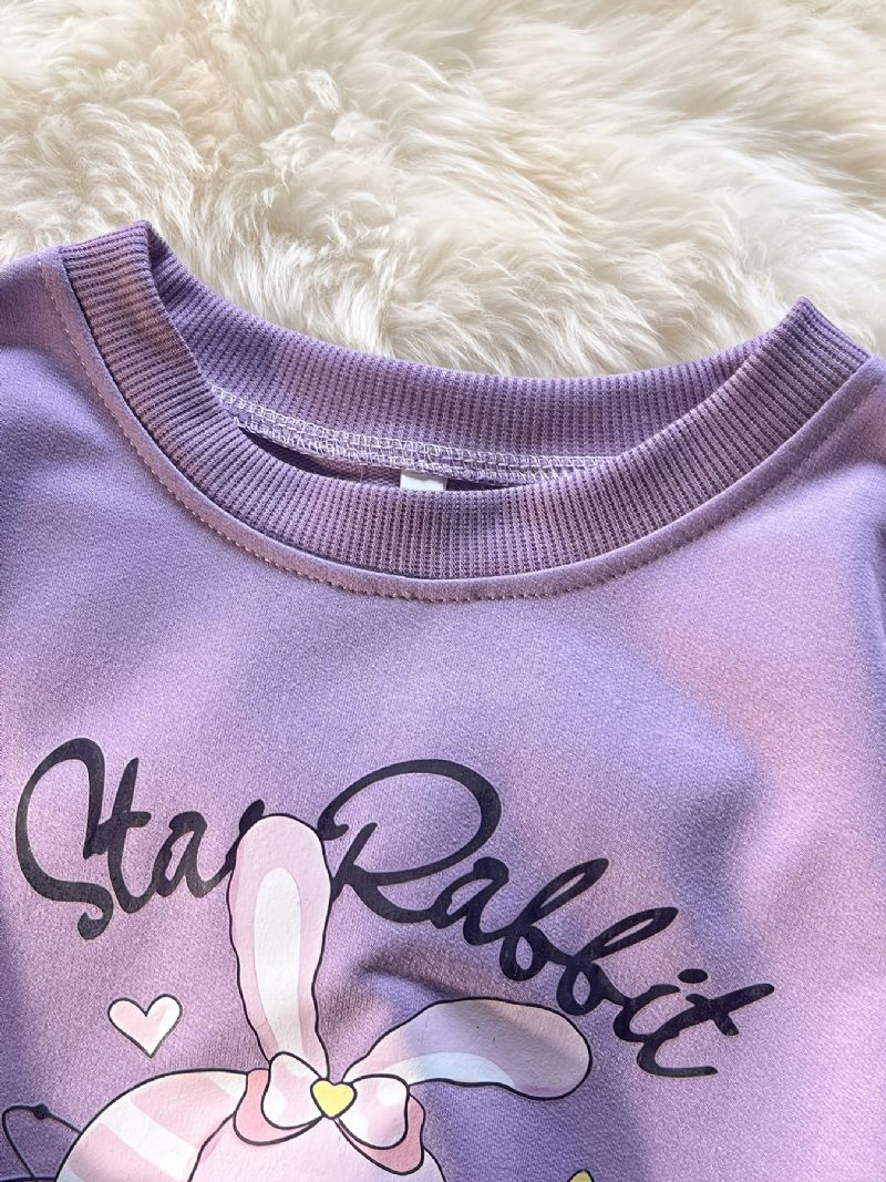 Jenter Pullover Cute Rabbit Print Langermet Sweatshirt Topper Barneklær