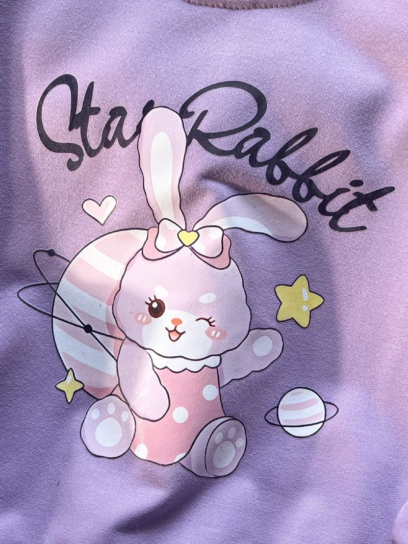 Jenter Pullover Cute Rabbit Print Langermet Sweatshirt Topper Barneklær