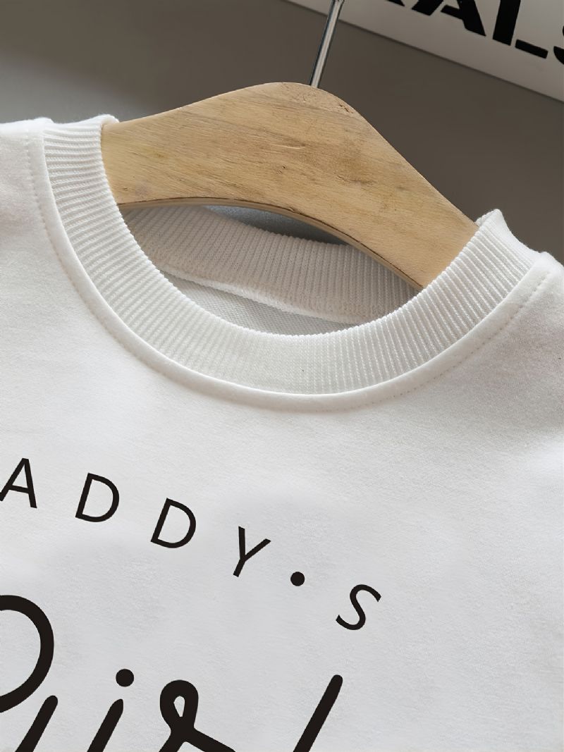 Jenter Pullover Daddy's Jent Letter Print Rund Hals Langermet Sweatshirt