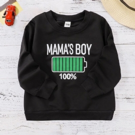 Mamas Gutter Bokstavmønster Casual Pullover Sweatshirt Barneklær