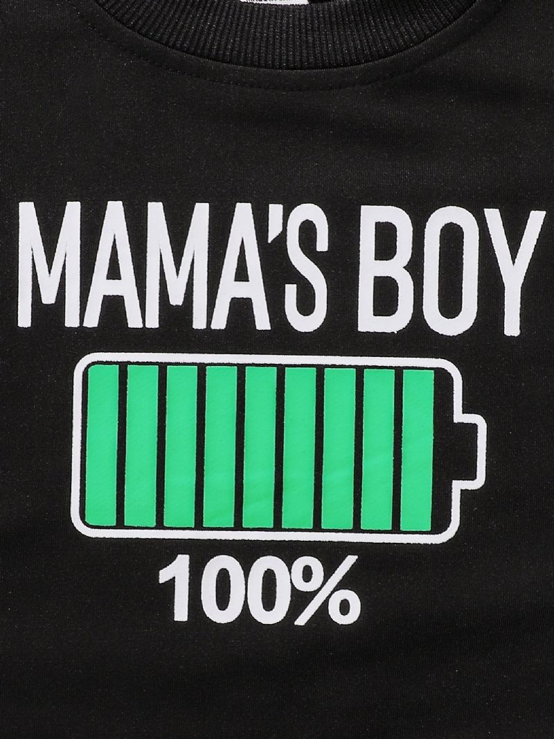 Mamas Gutter Bokstavmønster Casual Pullover Sweatshirt Barneklær