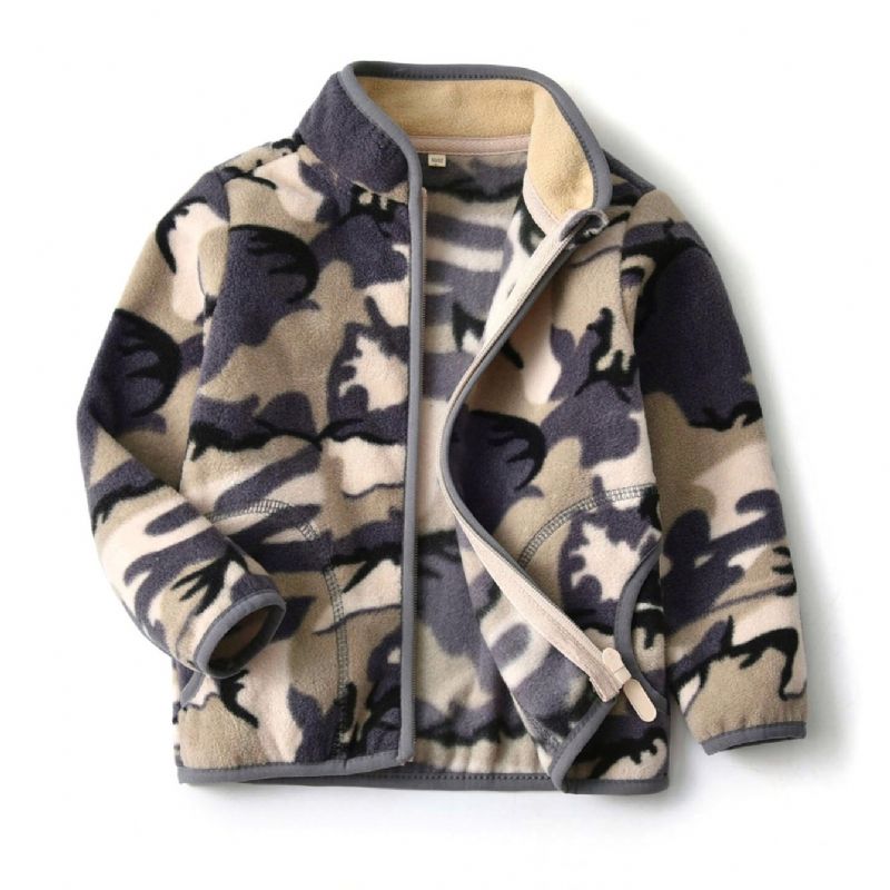 Ny Gutter Camo Printed Casual Warm Stand Collar Glidelåsjakke