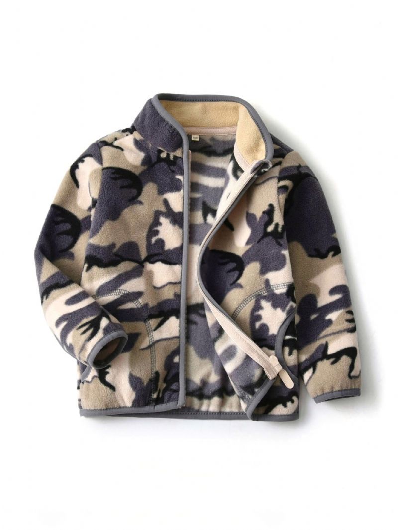 Ny Gutter Camo Printed Casual Warm Stand Collar Glidelåsjakke