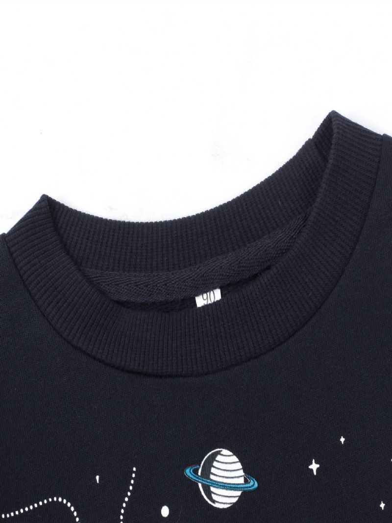 Popshion Gutter Astronaut Print Langermet Pullover Neck Winter Sweatshirt