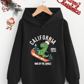 Småbarn Gutter Dinosaur Print Hoodie Langermet Pullover Sweatshirt Høst Vinter