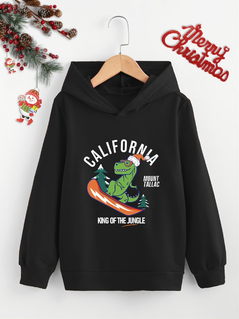 Småbarn Gutter Dinosaur Print Hoodie Langermet Pullover Sweatshirt Høst Vinter