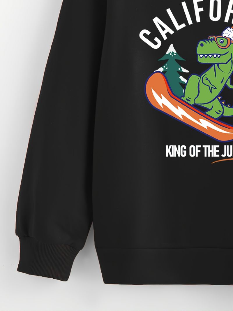 Småbarn Gutter Dinosaur Print Hoodie Langermet Pullover Sweatshirt Høst Vinter