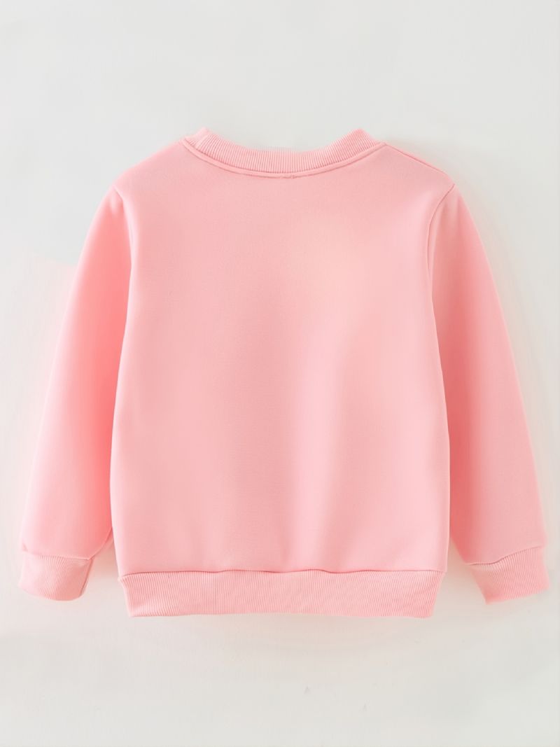 Småbarn Jenter Pullover Barn Rosa Bokstavtrykk Tynn Fleece-genser Med Rund Hals Barneklær