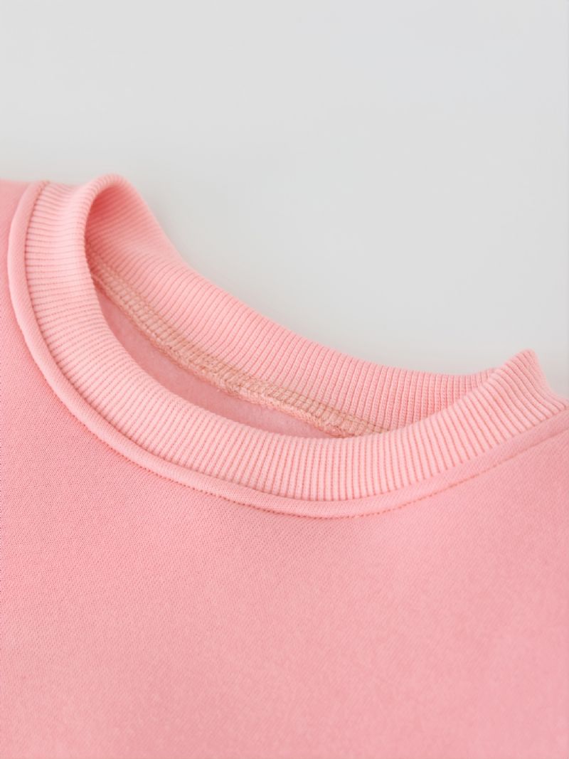 Småbarn Jenter Pullover Barn Rosa Bokstavtrykk Tynn Fleece-genser Med Rund Hals Barneklær