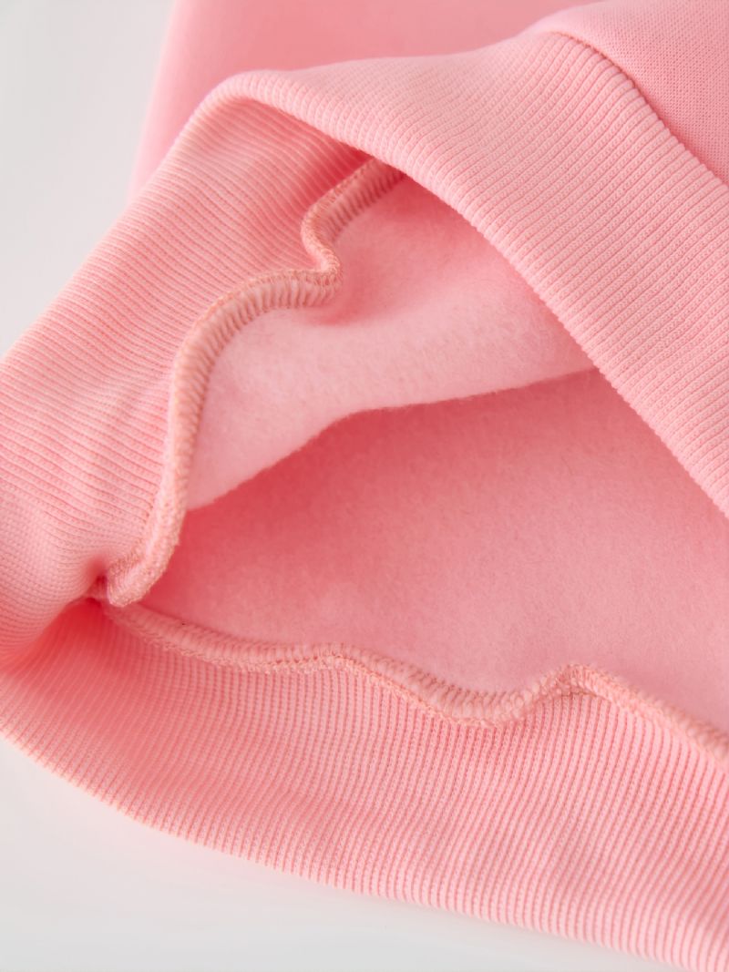 Småbarn Jenter Pullover Barn Rosa Bokstavtrykk Tynn Fleece-genser Med Rund Hals Barneklær