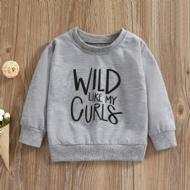 Småbarn Jenter Rund Hals Langermet Letter Print Sweatshirt