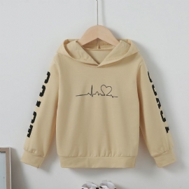 Toddler Jenter Letter Print Langermet Komfortabel Hettegenser Sweatshirt Pullover Topper