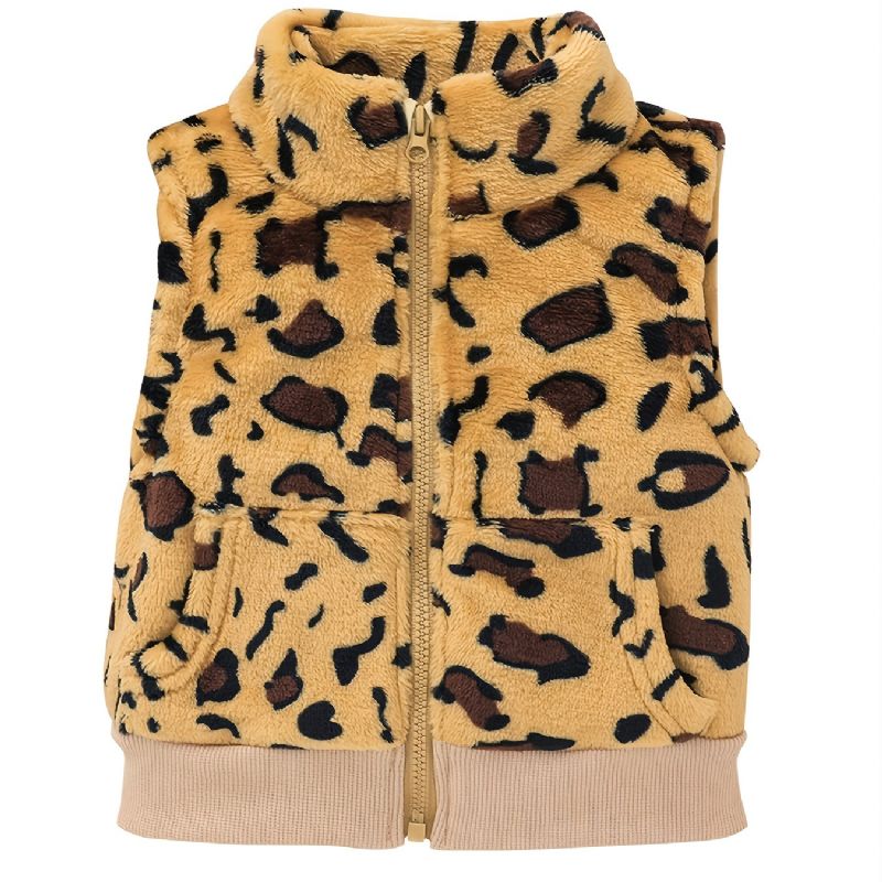 Baby Plysj Leopardprint Glidelåsvest