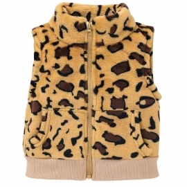 Baby Plysj Leopardprint Glidelåsvest