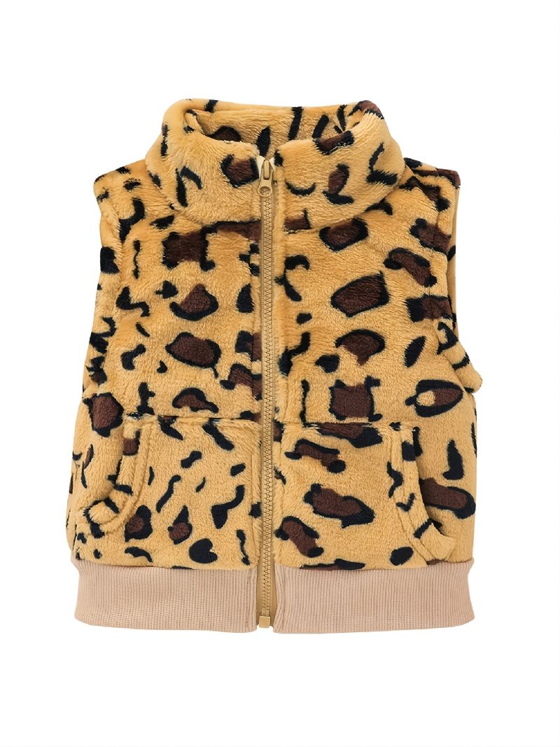 Baby Plysj Leopardprint Glidelåsvest