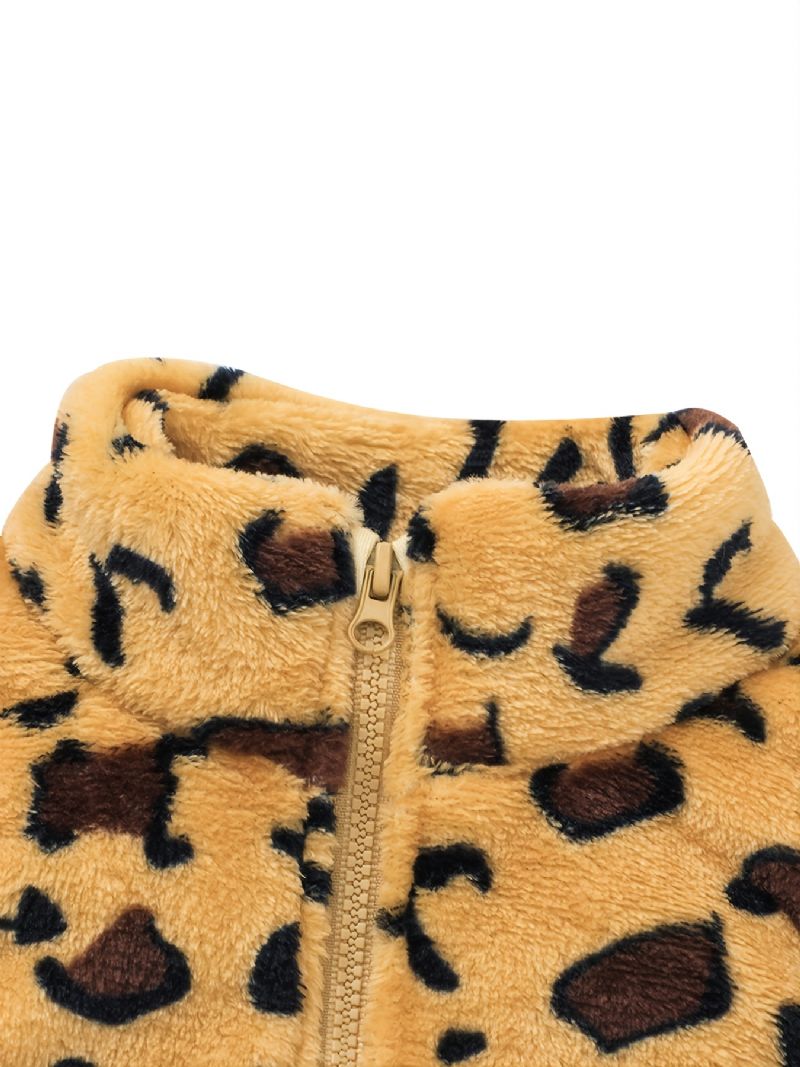 Baby Plysj Leopardprint Glidelåsvest